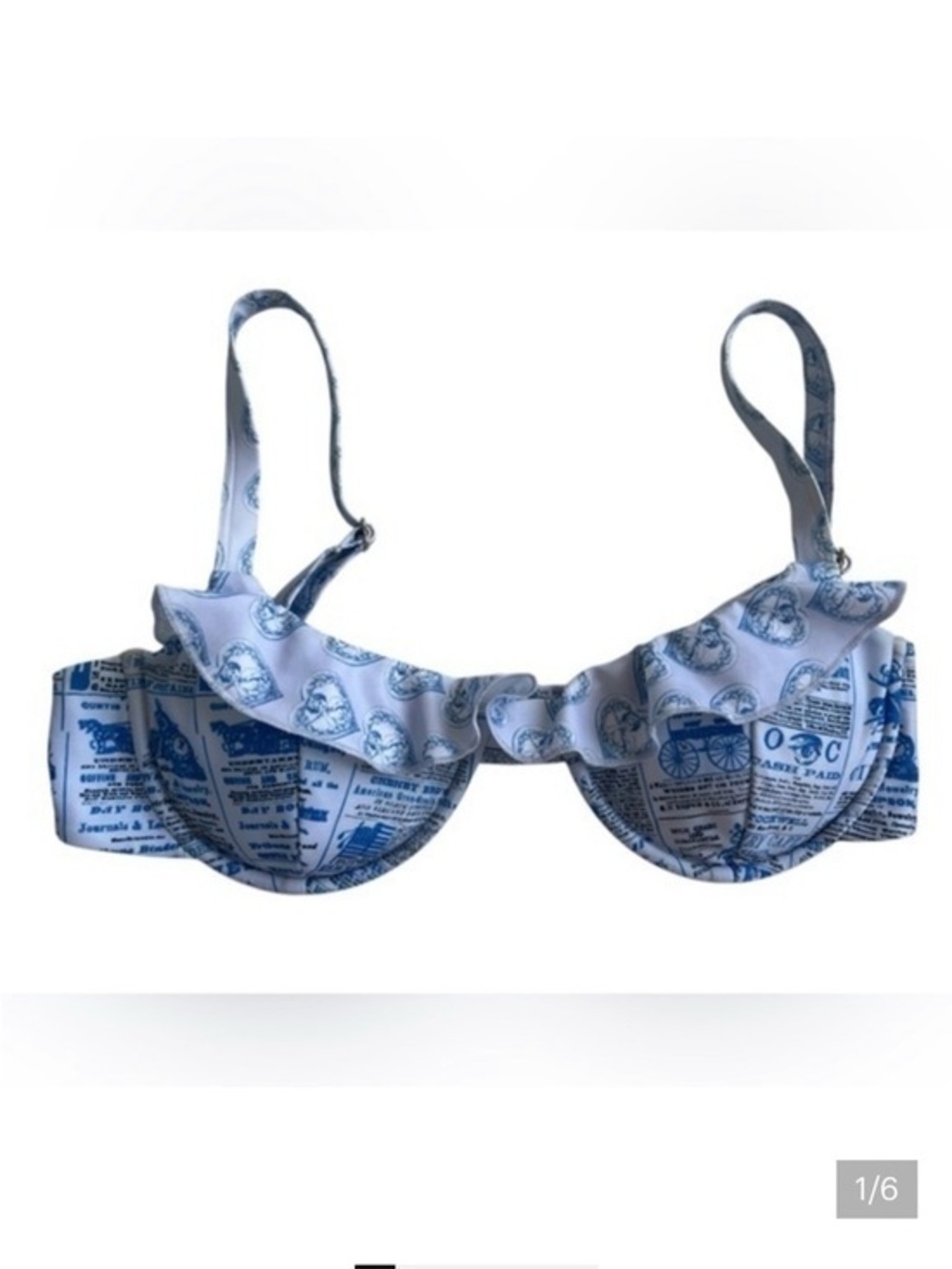Strawberry Milk Mob Blue and White Bikini Top
